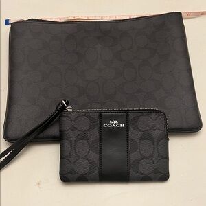 Coach Black Signature Wristlet and Pouch